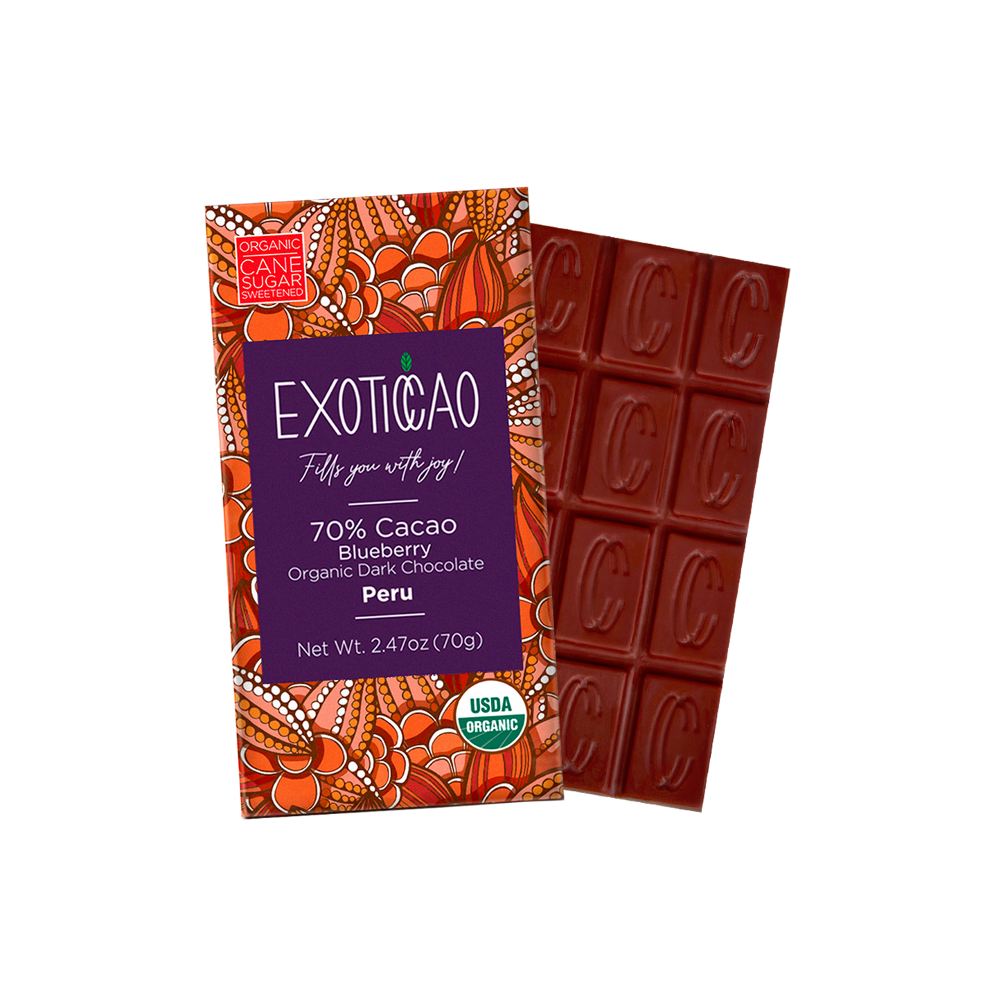 Blueberry Dark Chocolate Bar- No Sugar Added