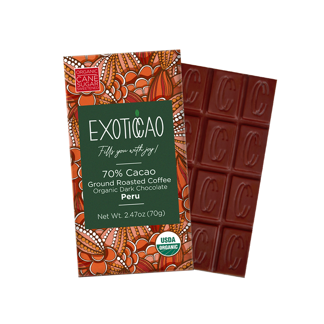 Ground Roasted Coffee Organic Dark Chocolate Bar