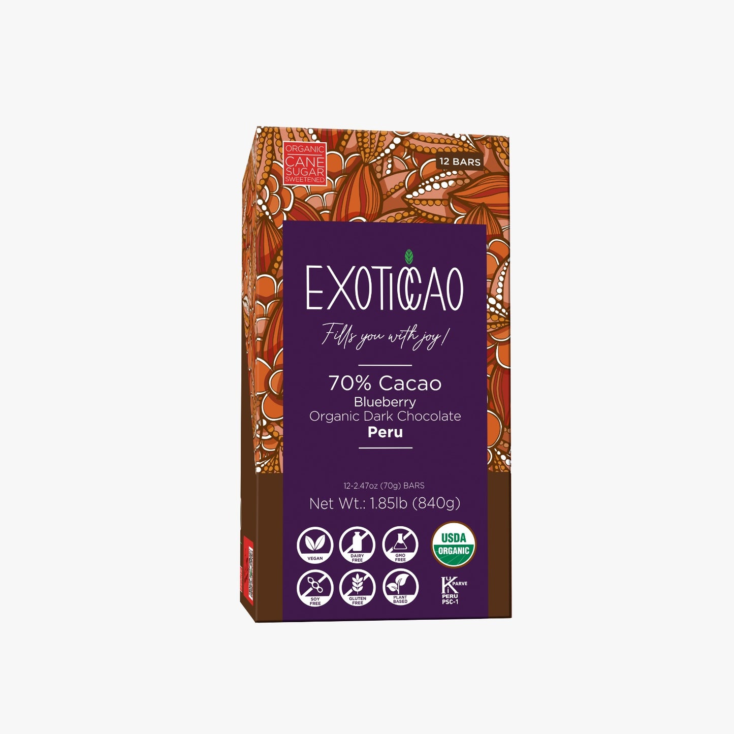 Blueberry Organic Dark Chocolate Bar