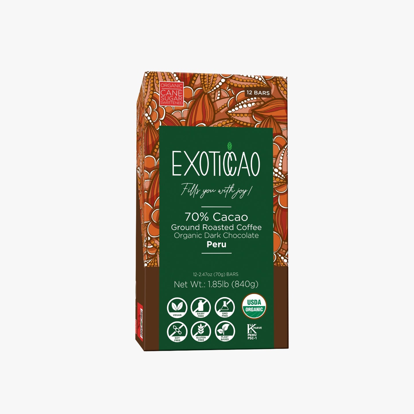 Ground Roasted Coffee Organic Dark Chocolate Bar