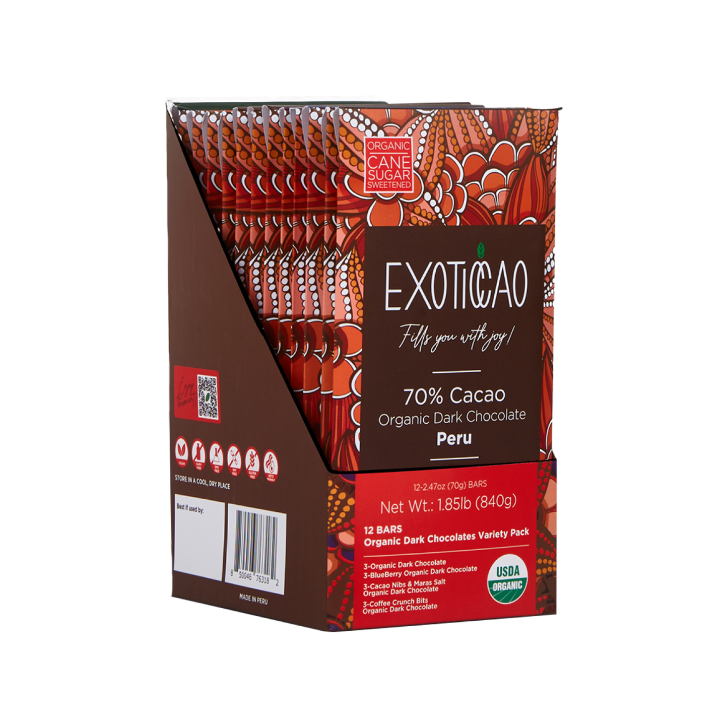 Variety Pack Organic Dark Chocolate - 12 Bars