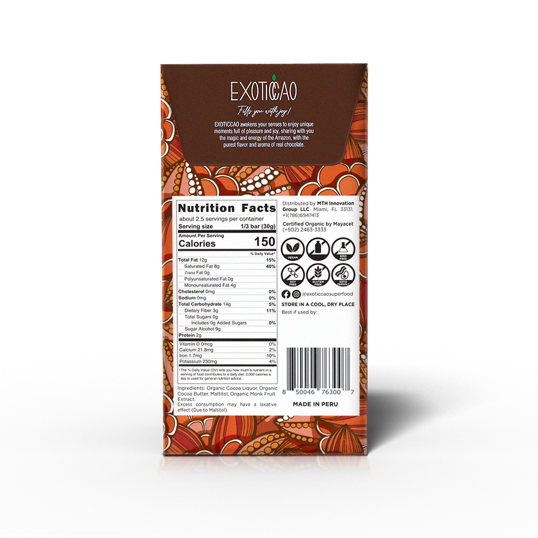 Dark Chocolate Bar -No Sugar Added