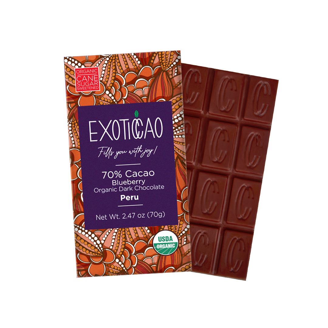Blueberry Organic Dark Chocolate Bar