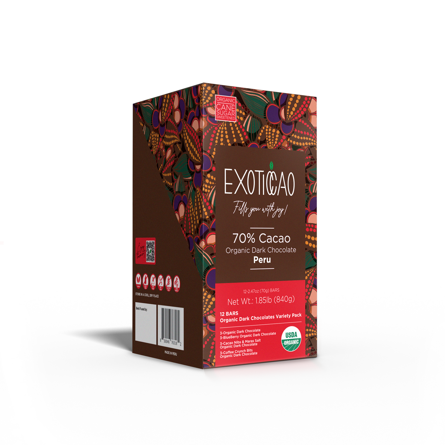Variety Pack Organic Dark Chocolate - 12 Bars