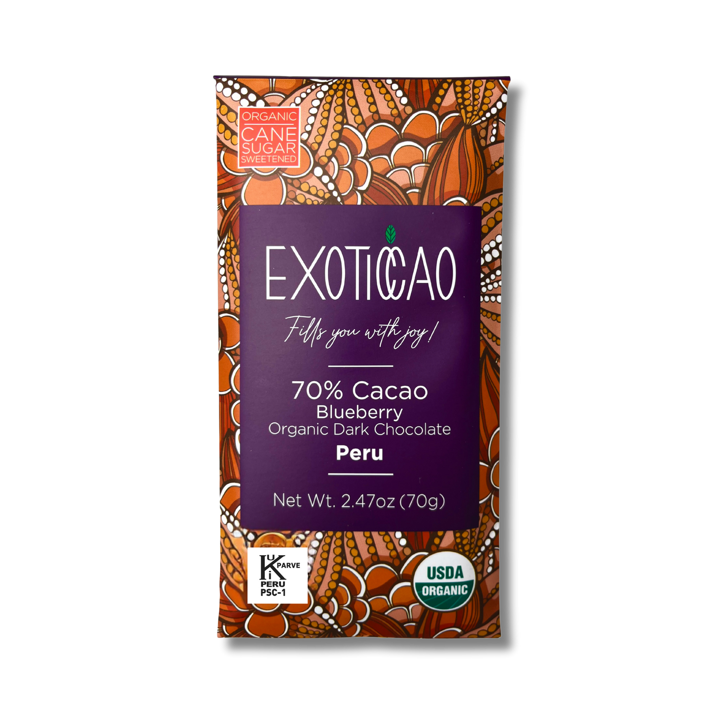 Blueberry Organic Dark Chocolate Bar