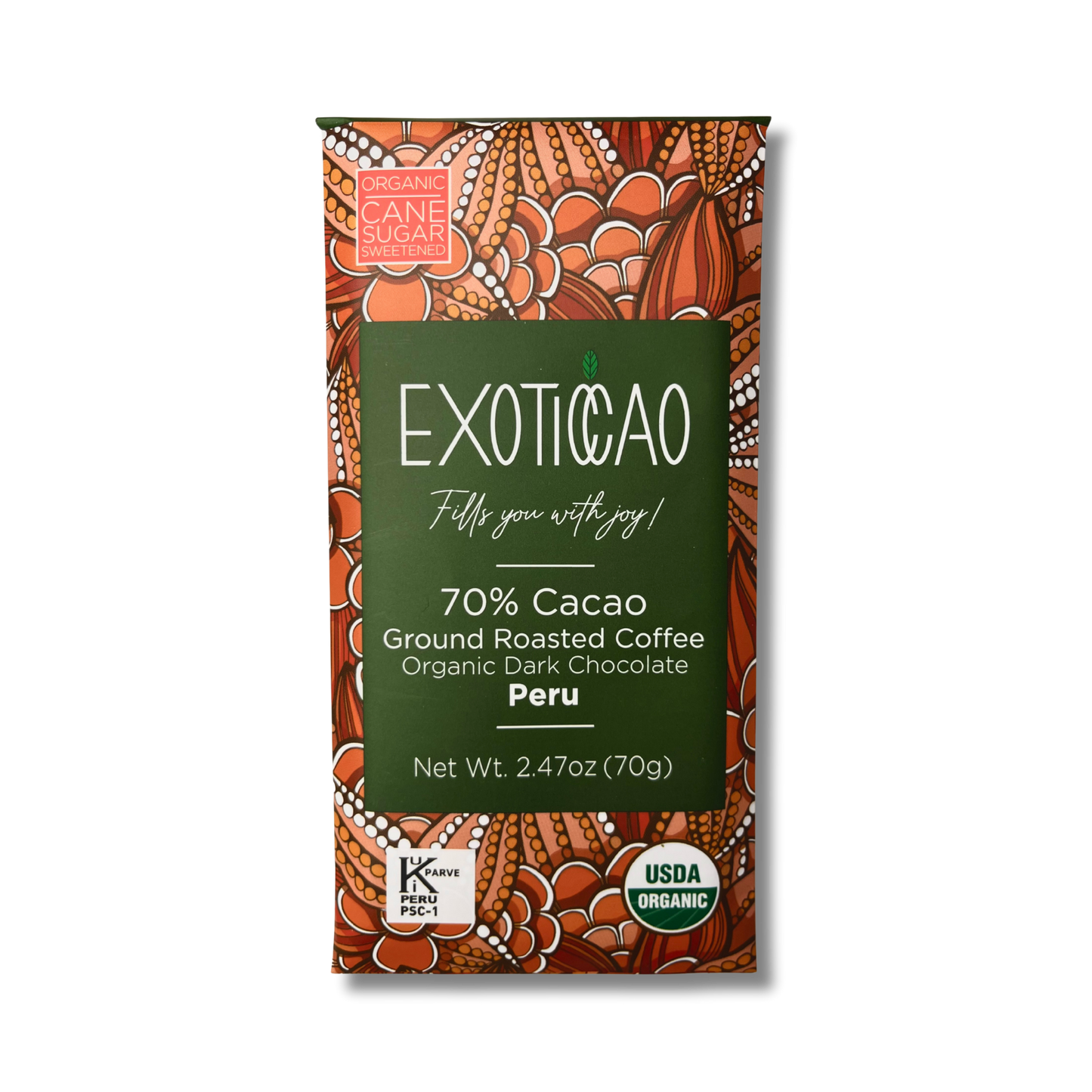 Ground Roasted Coffee Organic Dark Chocolate Bar