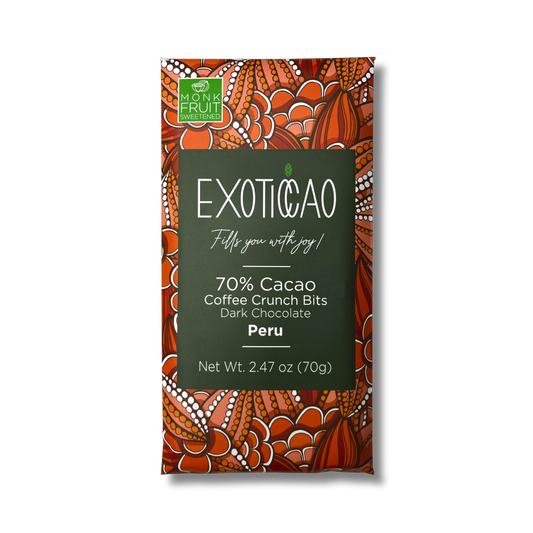 Coffee Crunch Bits Dark Chocolate Bar - No Sugar Added