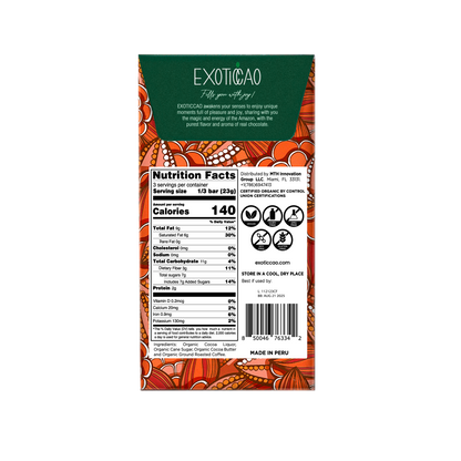 Ground Roasted Coffee Organic Dark Chocolate Bar