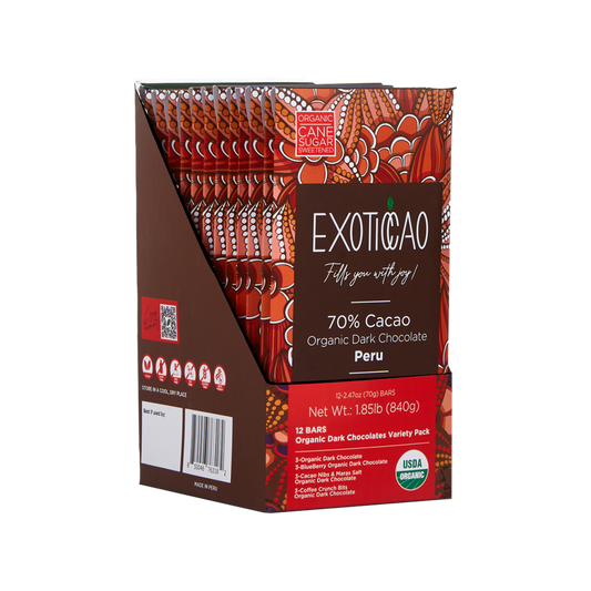 Variety Pack Organic Dark Chocolate - 12 Bars