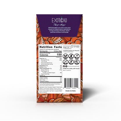 Blueberry Dark Chocolate Bar- No Sugar Added