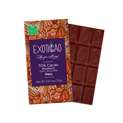 Blueberry Dark Chocolate Bar- No Sugar Added