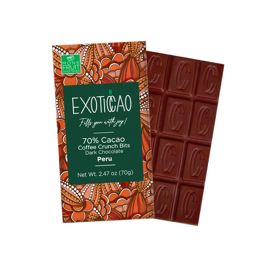 Coffee Crunch Bits Dark Chocolate Bar - No Sugar Added