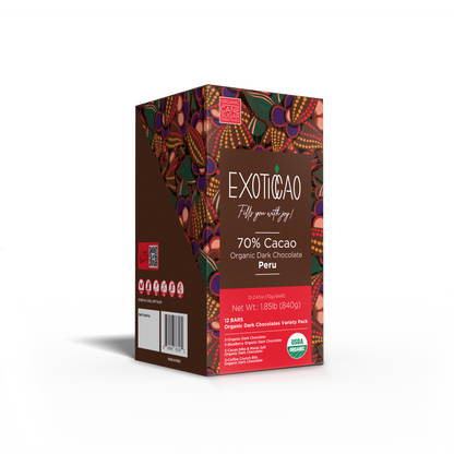 Variety Pack Organic Dark Chocolate - 12 Bars