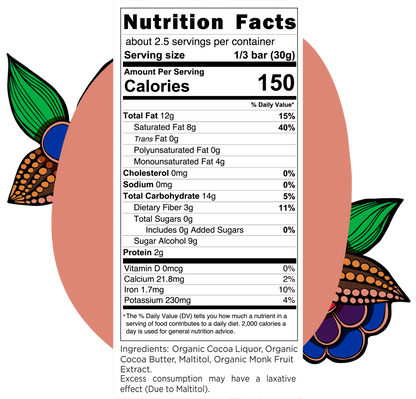 Dark Chocolate Bar -No Sugar Added