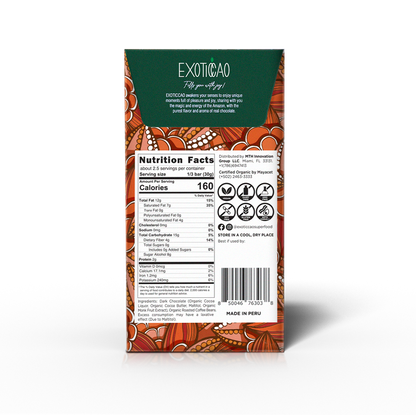 Coffee Crunch Bits Dark Chocolate Bar - No Sugar Added