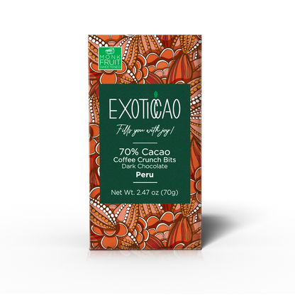 Coffee Crunch Bits Dark Chocolate Bar - No Sugar Added